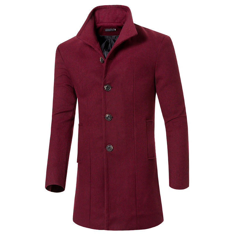 Men's Mid-length Wool Coat Trench