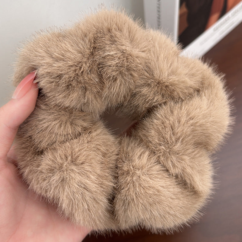 Large Intestine Hair Band Mink-like Waterproof Fabric Warm And Comfortable