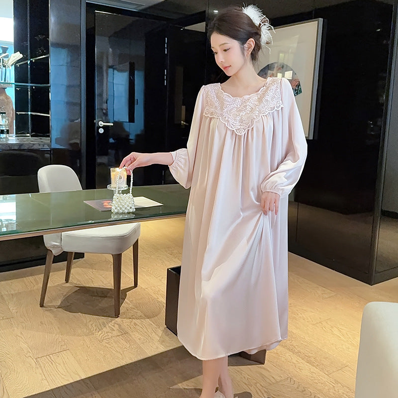Summer Long-sleeve Plus-size Solid-color Dress
