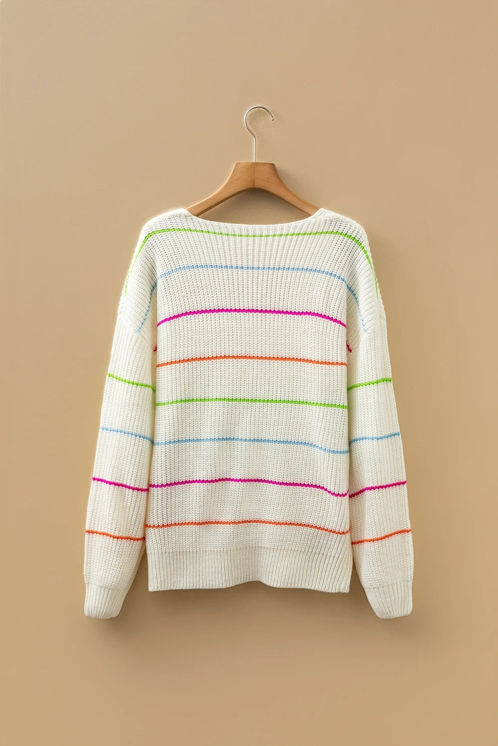 Womens Loose High-Elastic Striped Casual Sweater