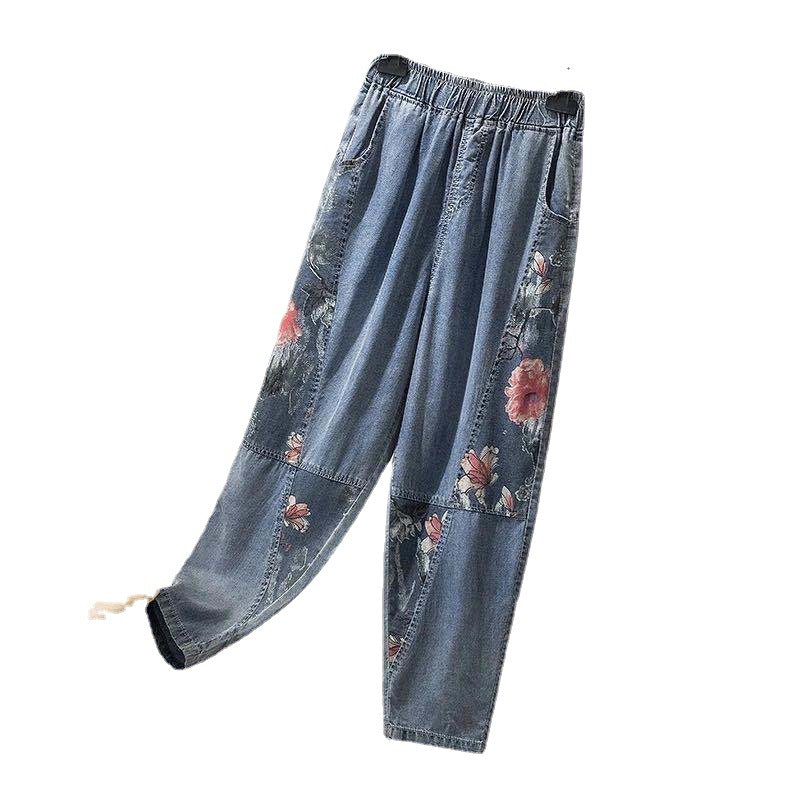 Jeansspring Loose Plus Size Harem Pants Casual Print