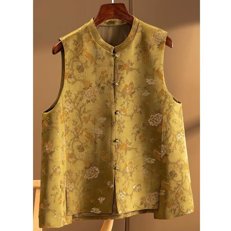 Heavy Woven Printed Satin Silk A- Line Women's Vests Plus Size