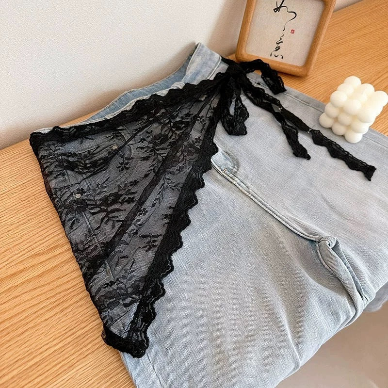 Korean-style Lace Patchwork Triangle Scarf Decorative Apron