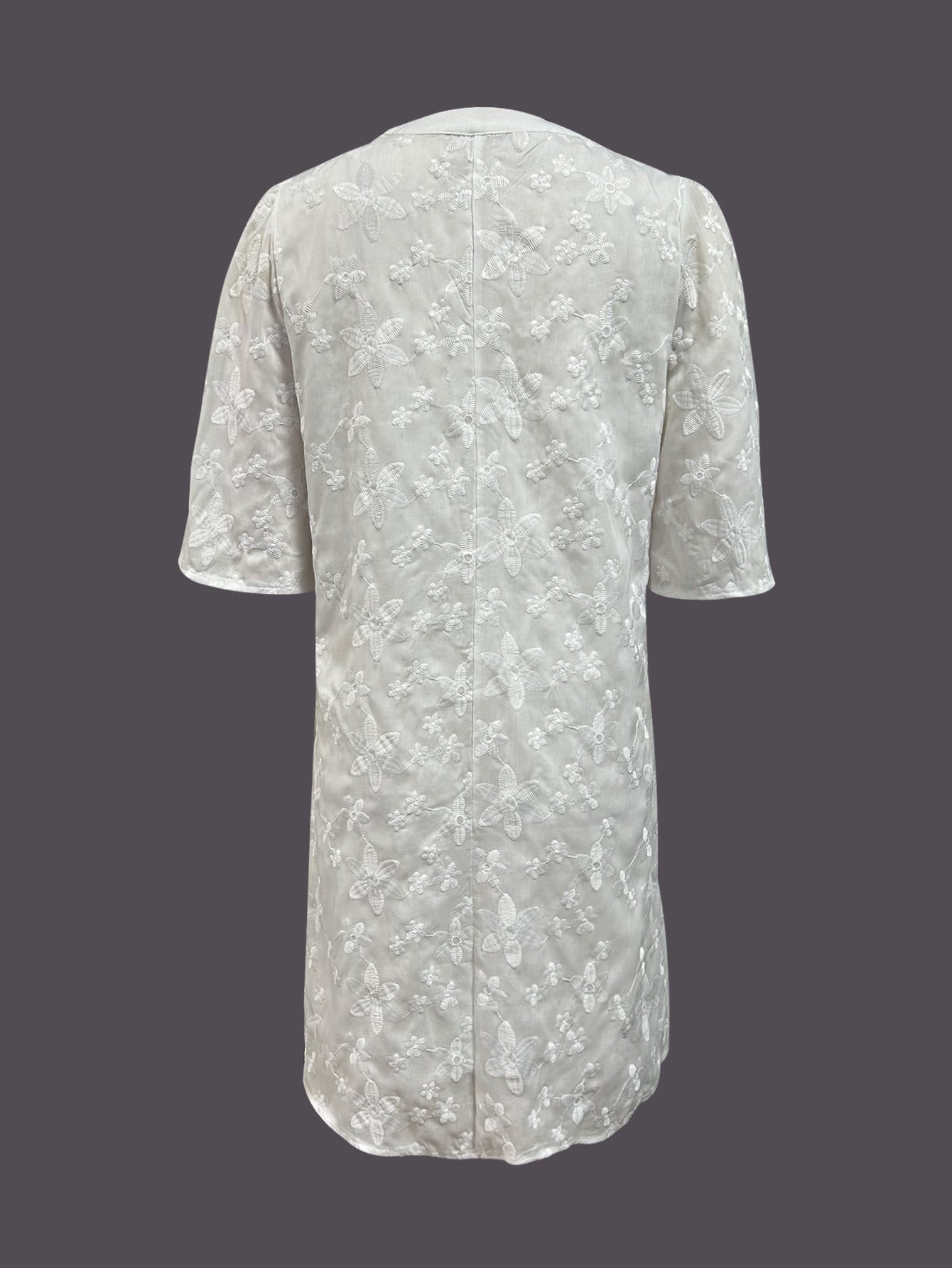 Womens White Floral Embroidery Elegant Dress