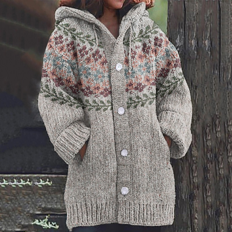 Retro Ethnic Print Women's Casual Cloak Coat
