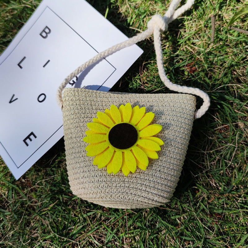 Grass Woven Bag For Children's Cute Crossbody