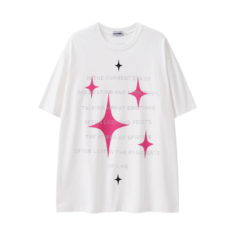 Loose XINGX Printed Letter Rhinestone Short Sleeve