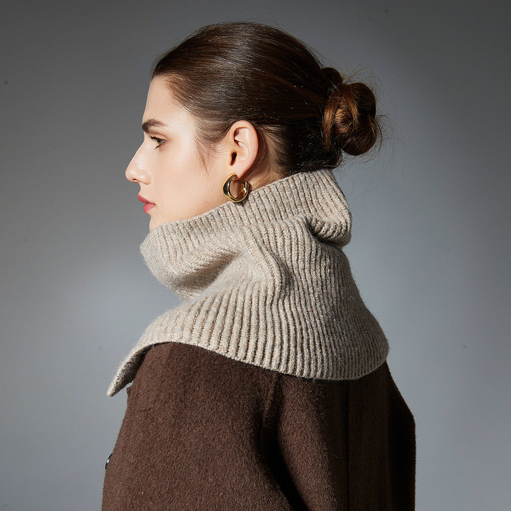 European And American Autumn And Winter Button Clip Flower Wool Knitted Scarf