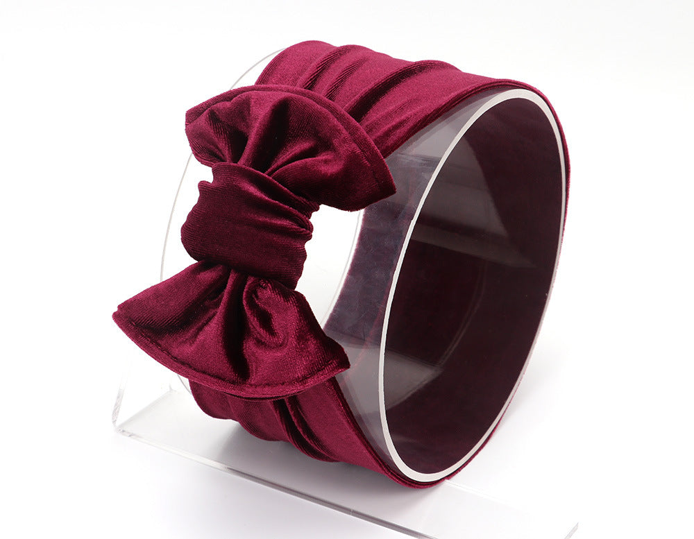Baby Lace-up Gold Velvet Fat Bow Hair Band