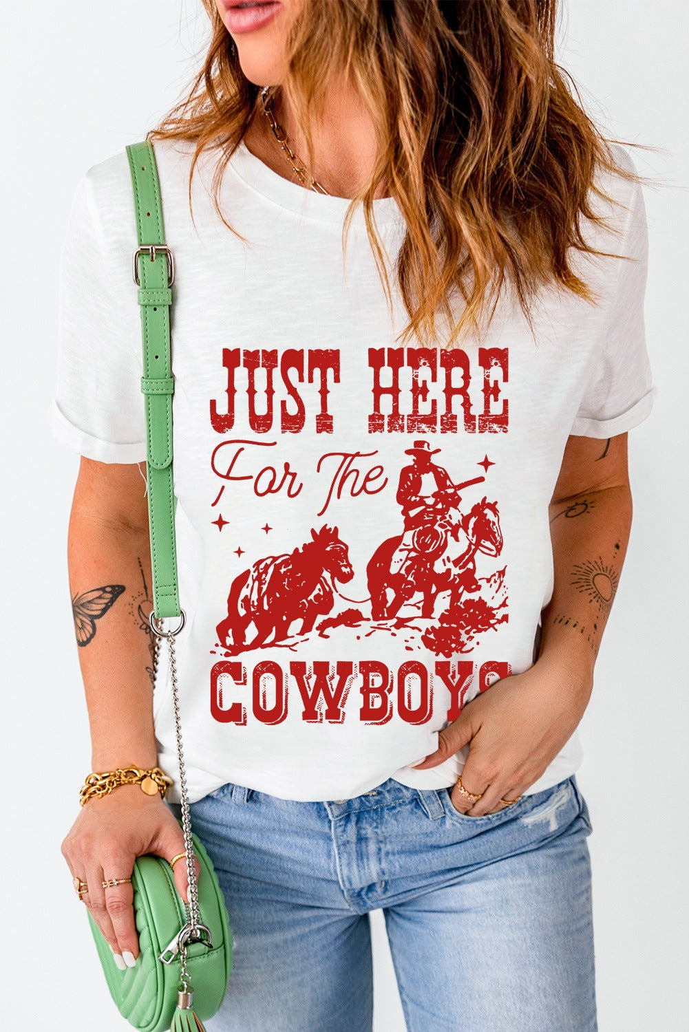 Dame Retro Cowboy Denim Country Koncert Western Konkurrence T-shirt