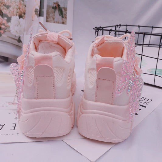 Shiny Rhinestone Butterfly  Age-reducing Sports Casual Daddy Shoes