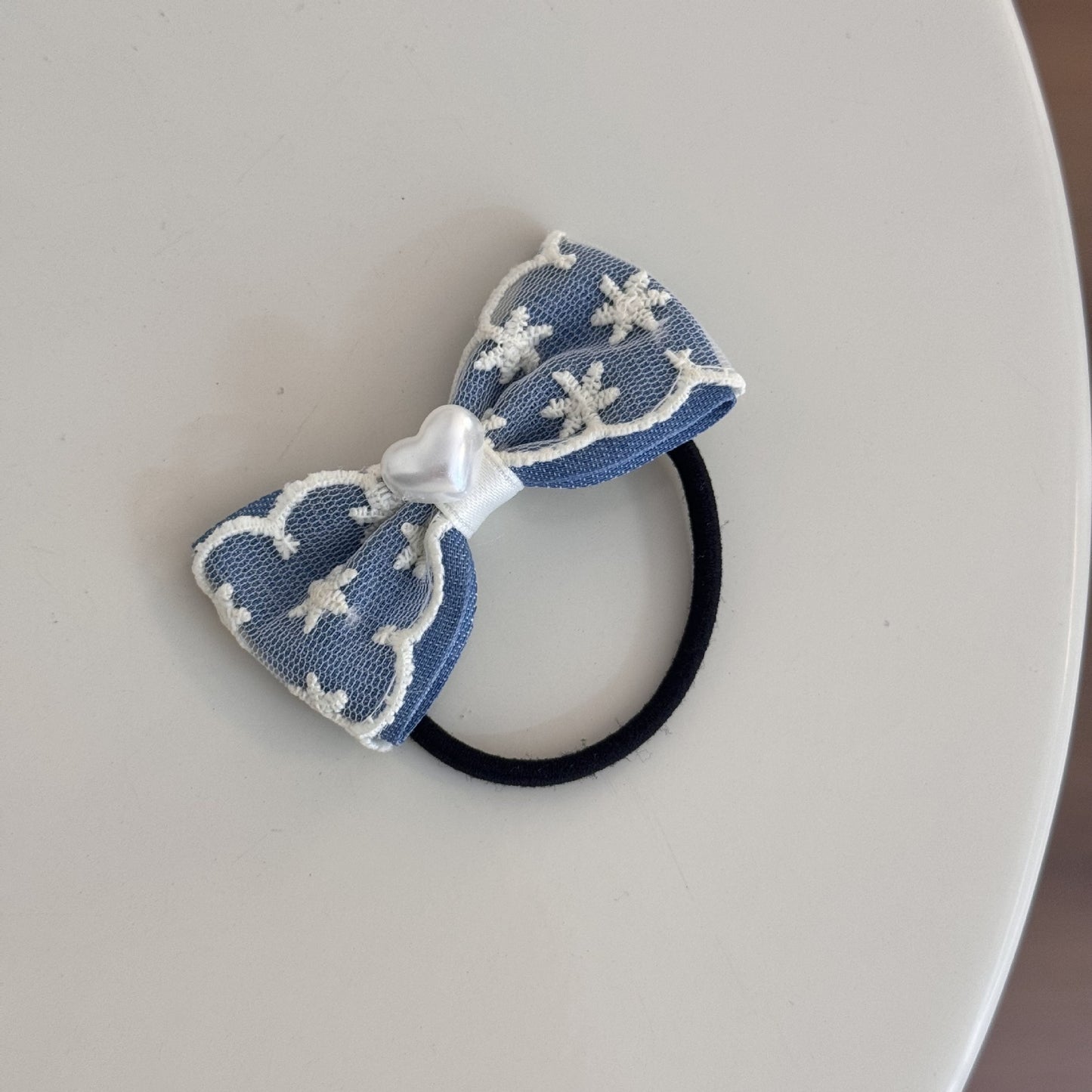 Lace Denim Blue Bow Barrettes Hairpin