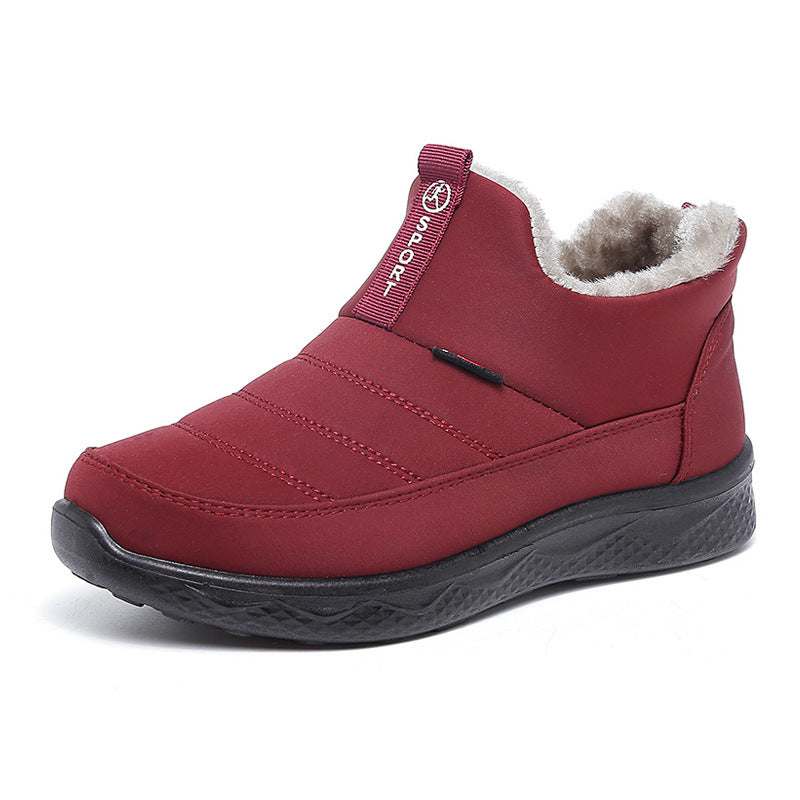 Winter Cotton Boots Old Beijing Cloth Shoes Fleece Lined Padded Warm Keeping Middle-aged And Elderly Large Size Flat Bottom Non-slip