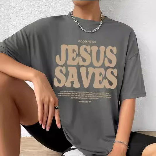 Personalized Fashion Letters Printed Cotton Short-sleeved T-shirt