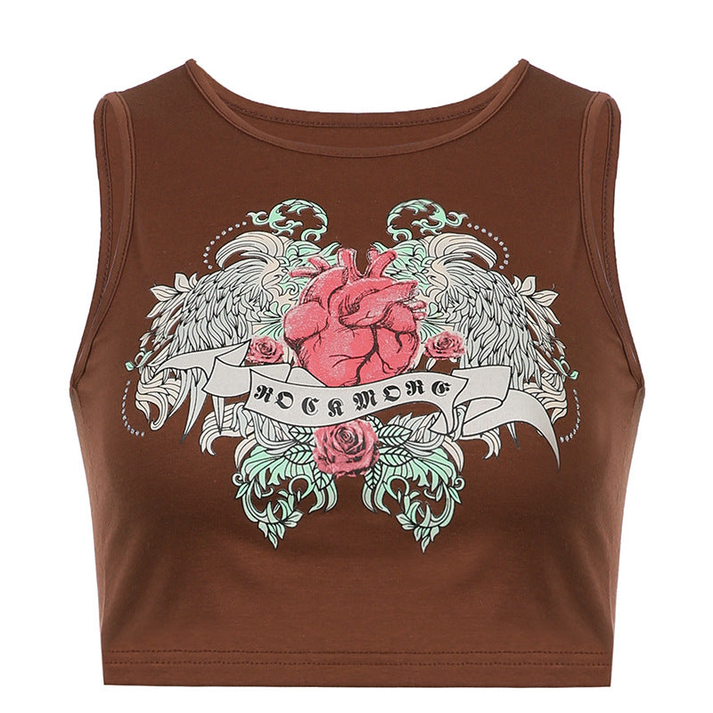 Spice Girls Print Vest Small Vest Street Personality Show Navel