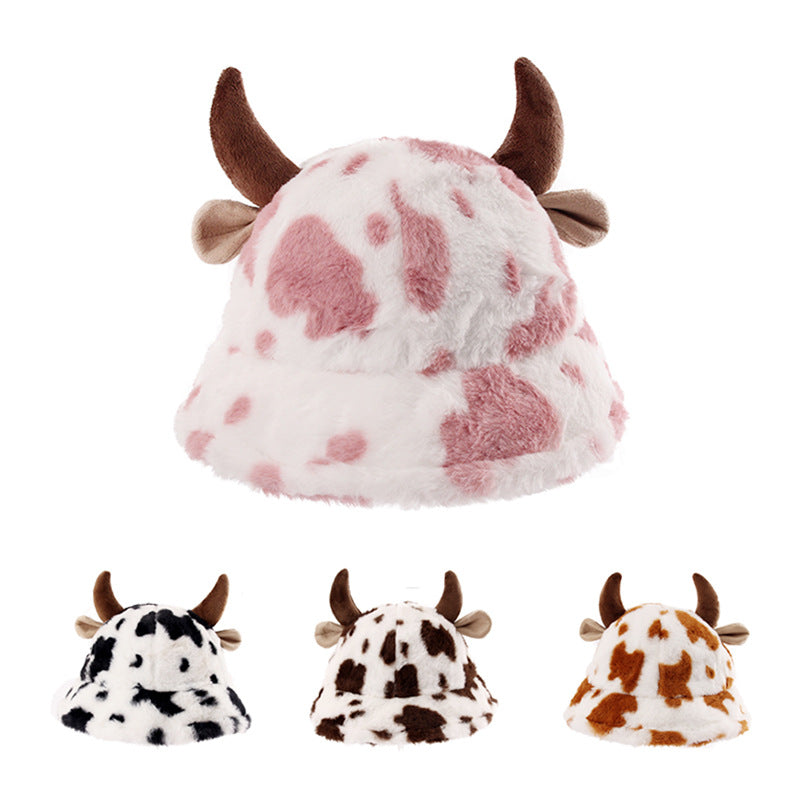 Women's Cow Croissant Print Bucket Hat