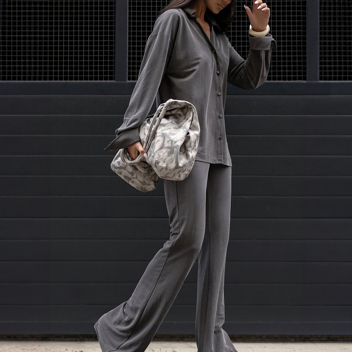 Long Sleeve Shirt And Pants Suit Women's Clothing