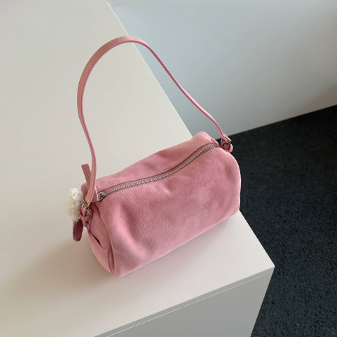 Niche-design Zippered Suede Tote And Shoulder Bag