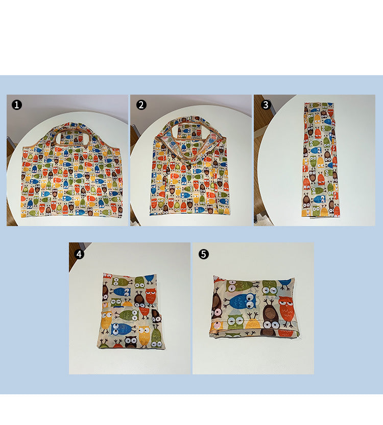 Foldable Flower Cloth Large Thick Polyester Rectangular Bag Portable Folding Shopping Bag