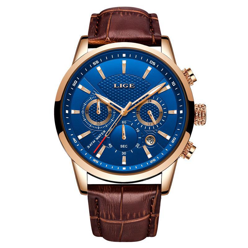Men's Sports Quartz Watch Waterproof Steel Belt