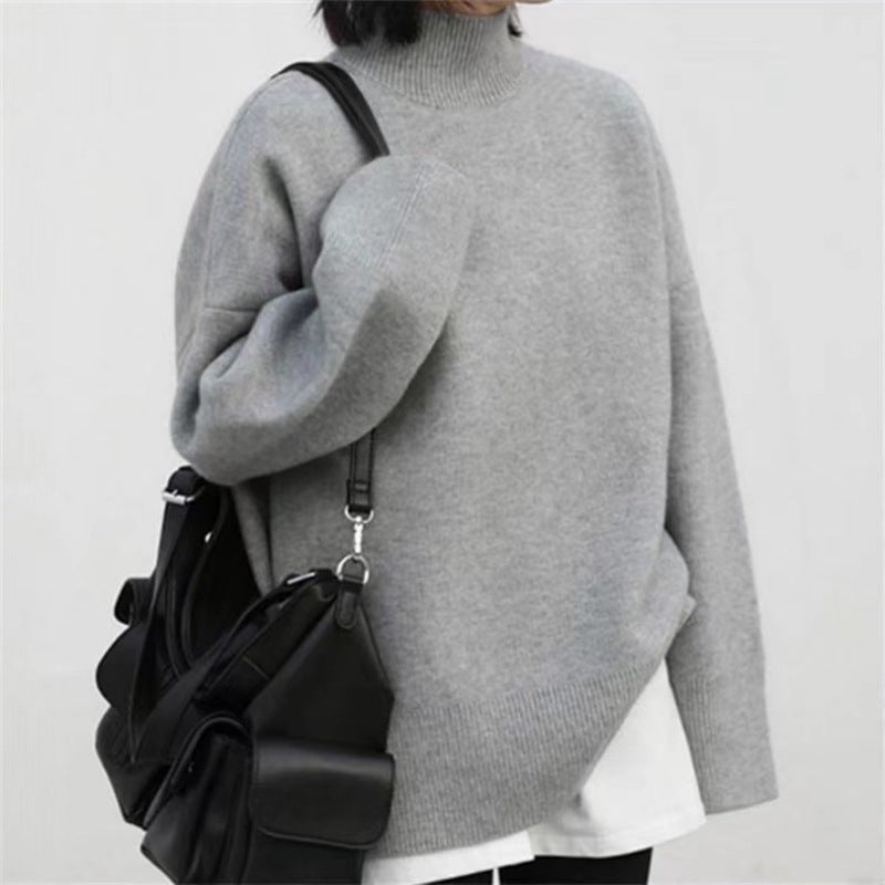 Loose Outer Wear Casual Mid-length Round Neck Cashmere Thickened Sweater