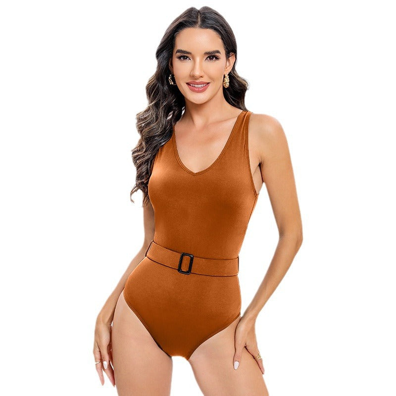 Belly Covering Conservative One-piece Swimsuit Women's Sling