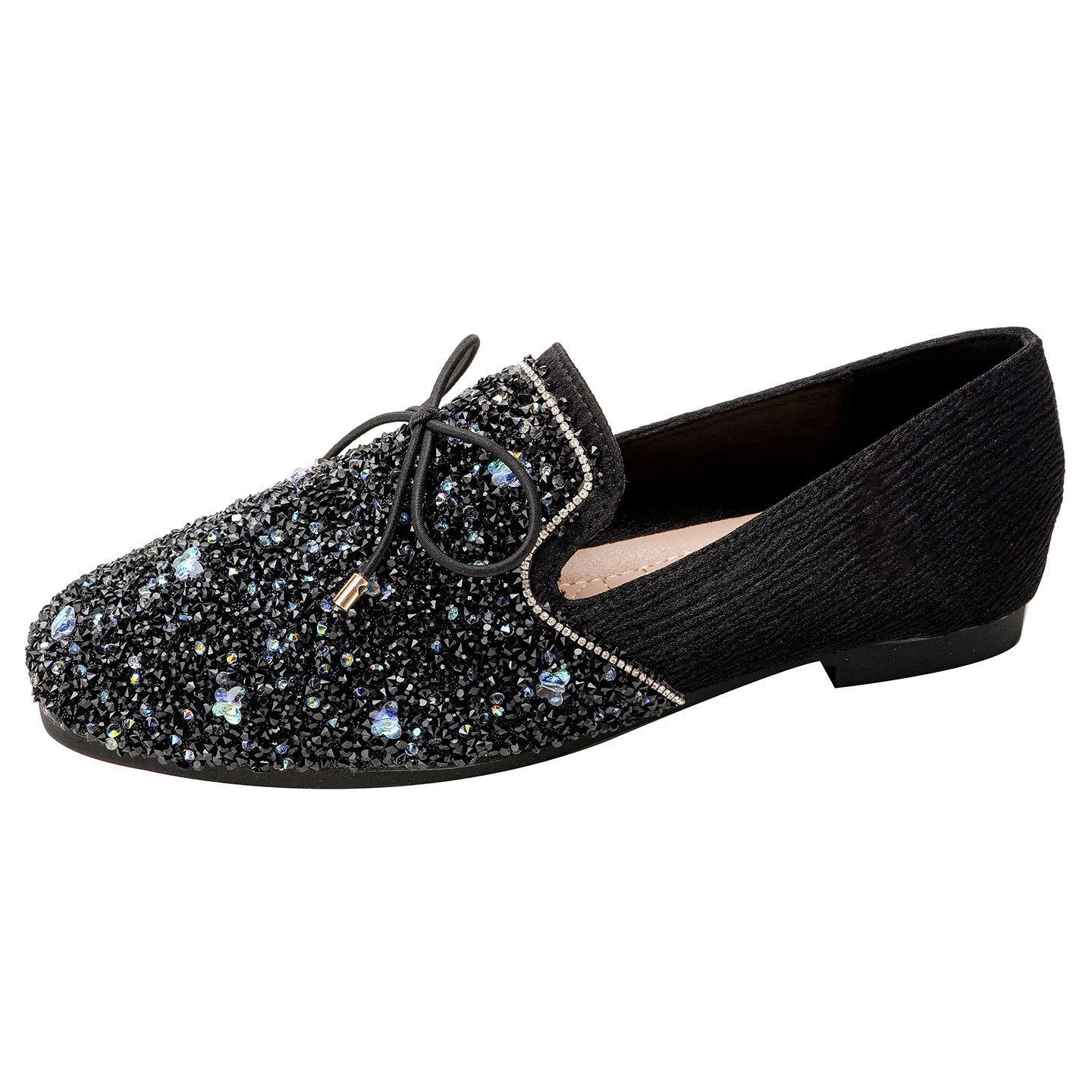 Rhinestone Square Head Pumps Women's Flat Low-cut All-match