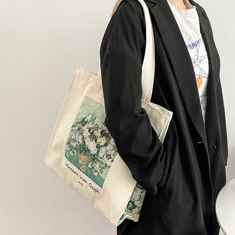 Creative Simple Oil Painting One Shoulder Canvas Bag