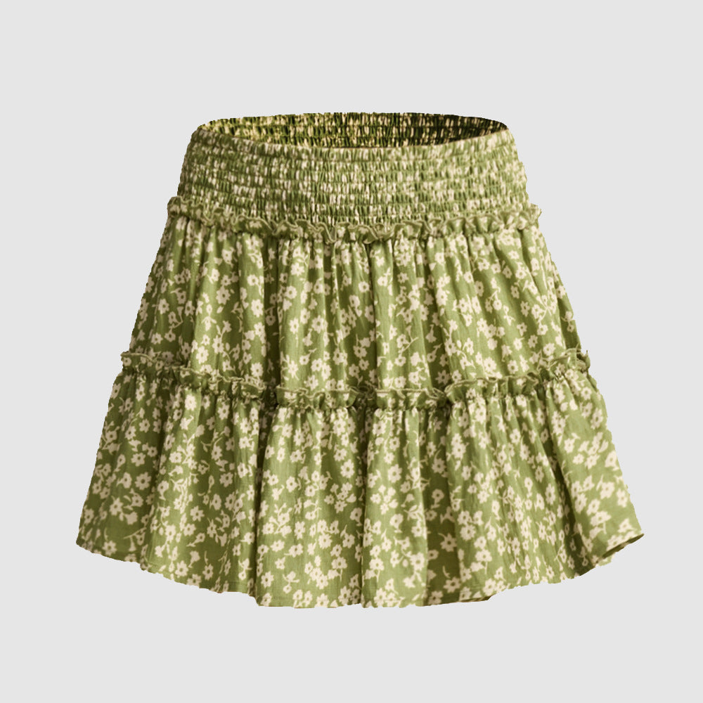 Women's High-waisted Elastic Waist Skirt With Lining