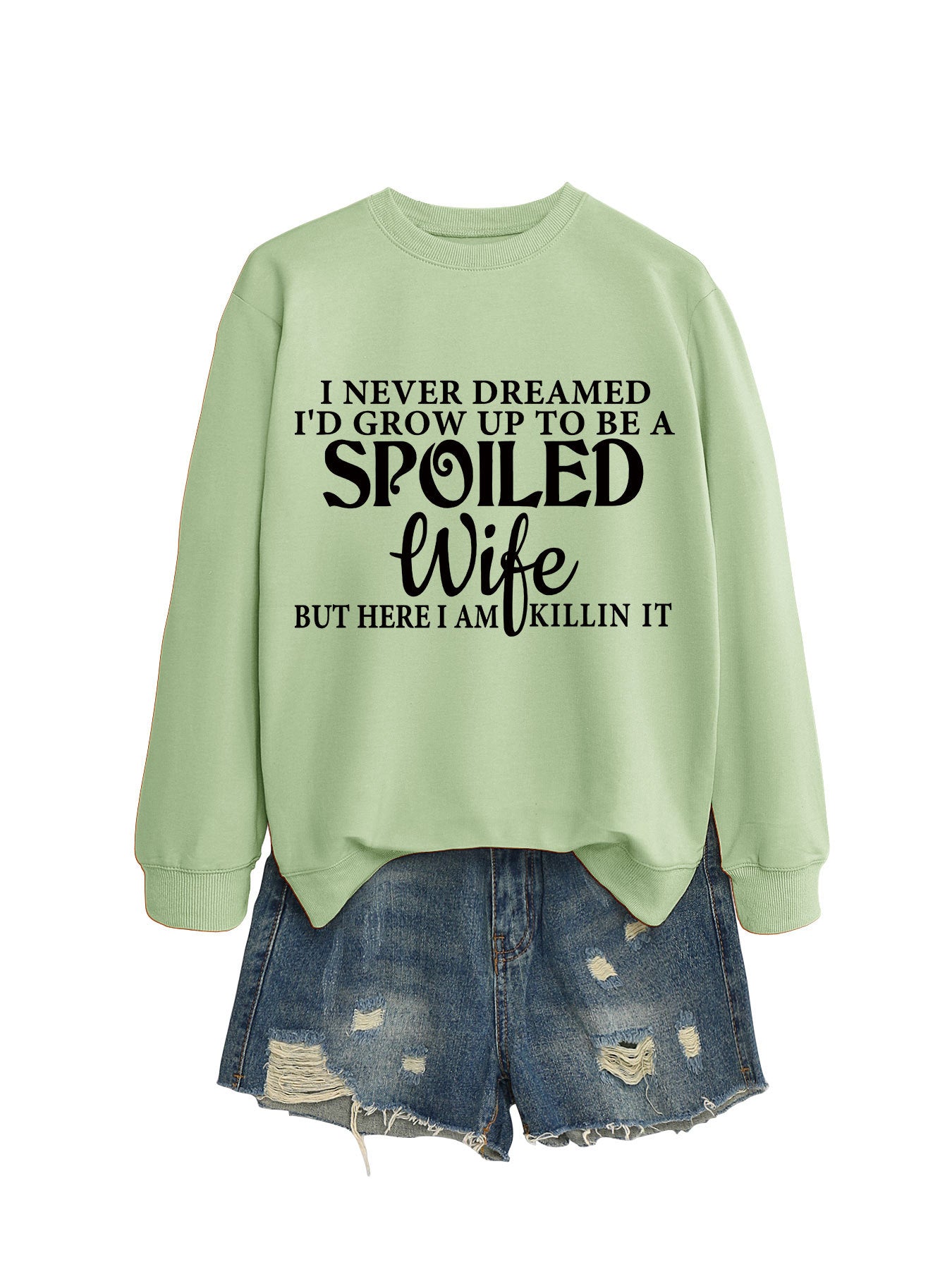 Casual Letters Printed Crew Neck Sweatshirt Women
