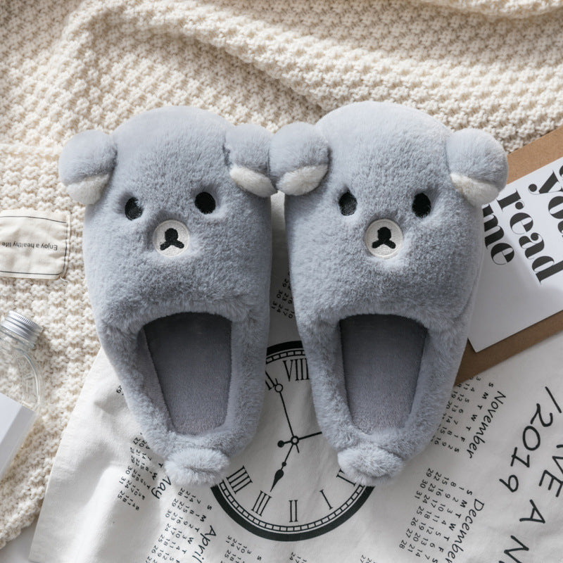Plush cartoon thick-soled warm cute cotton slippers