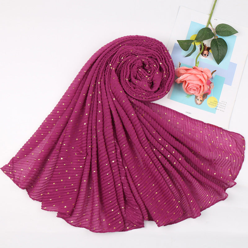 Sprinkle gold folds bronzing cotton and linen scarf