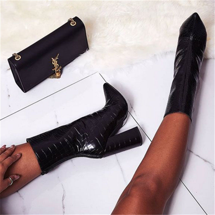 Fashion Sexy Women's High Heel Stone Pattern Boots