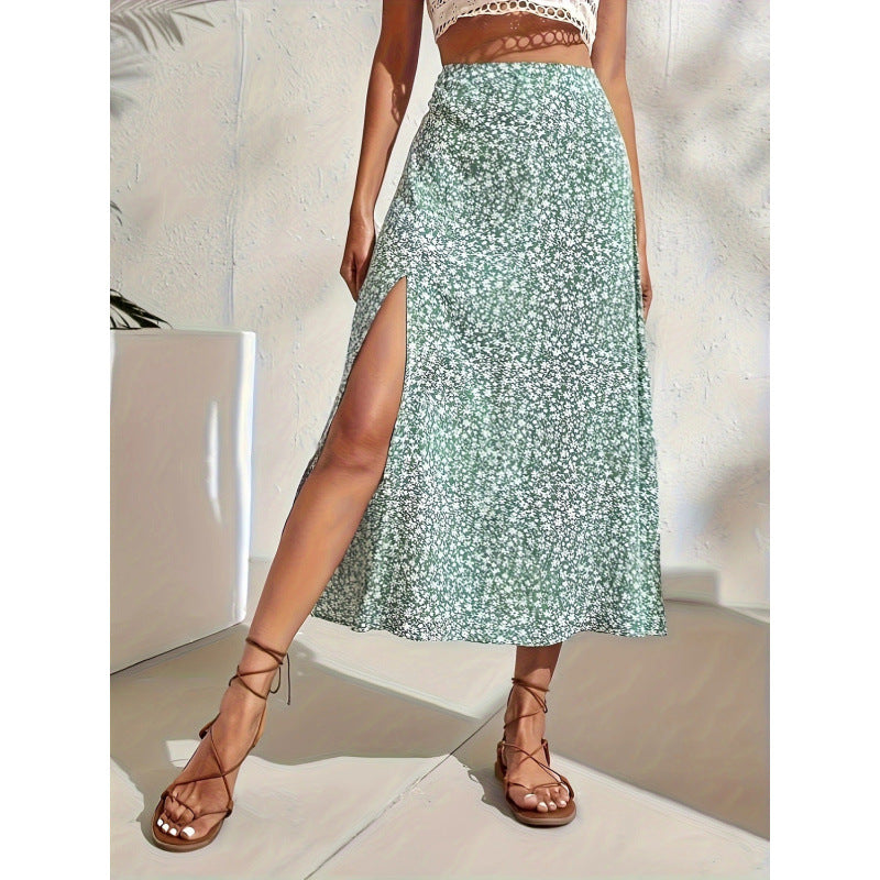 Floral Split New Chinese Style Skirt Fairy Dress For Women
