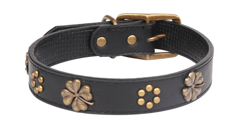 Vintage bronze metal buckle pet collar
