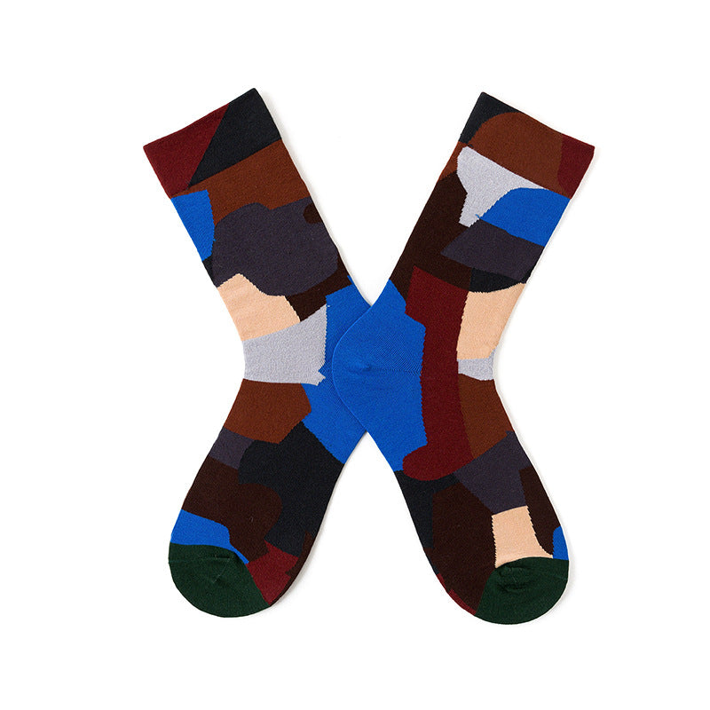 French Illustration Design Abstract Oil Painting Cotton Socks