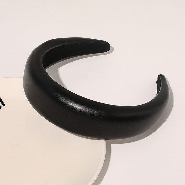 European And American Pu Leather Thickened Sponge Headband