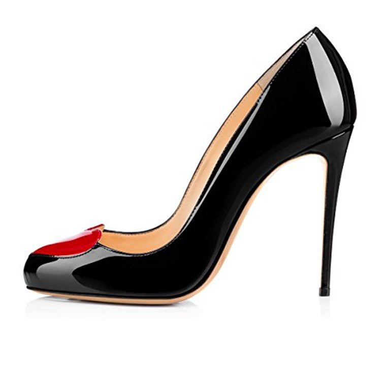 Round head love color matching high heel women's shoes