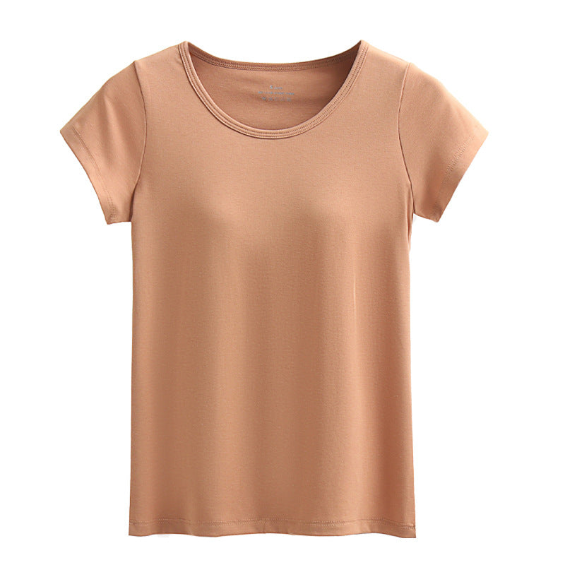 Short-sleeved T-shirt With Chest Pad Bra Home Wear