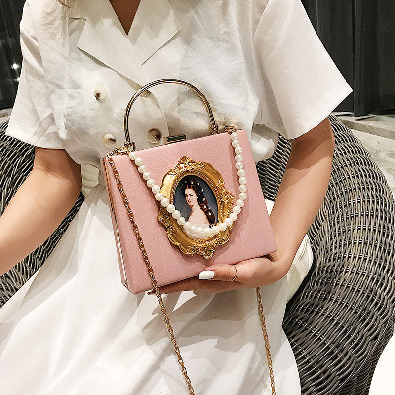 Pearl single shoulder messenger small square bag