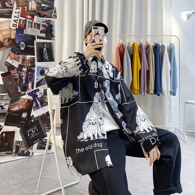 Hong Kong Style Vintage Floral Shirt Men