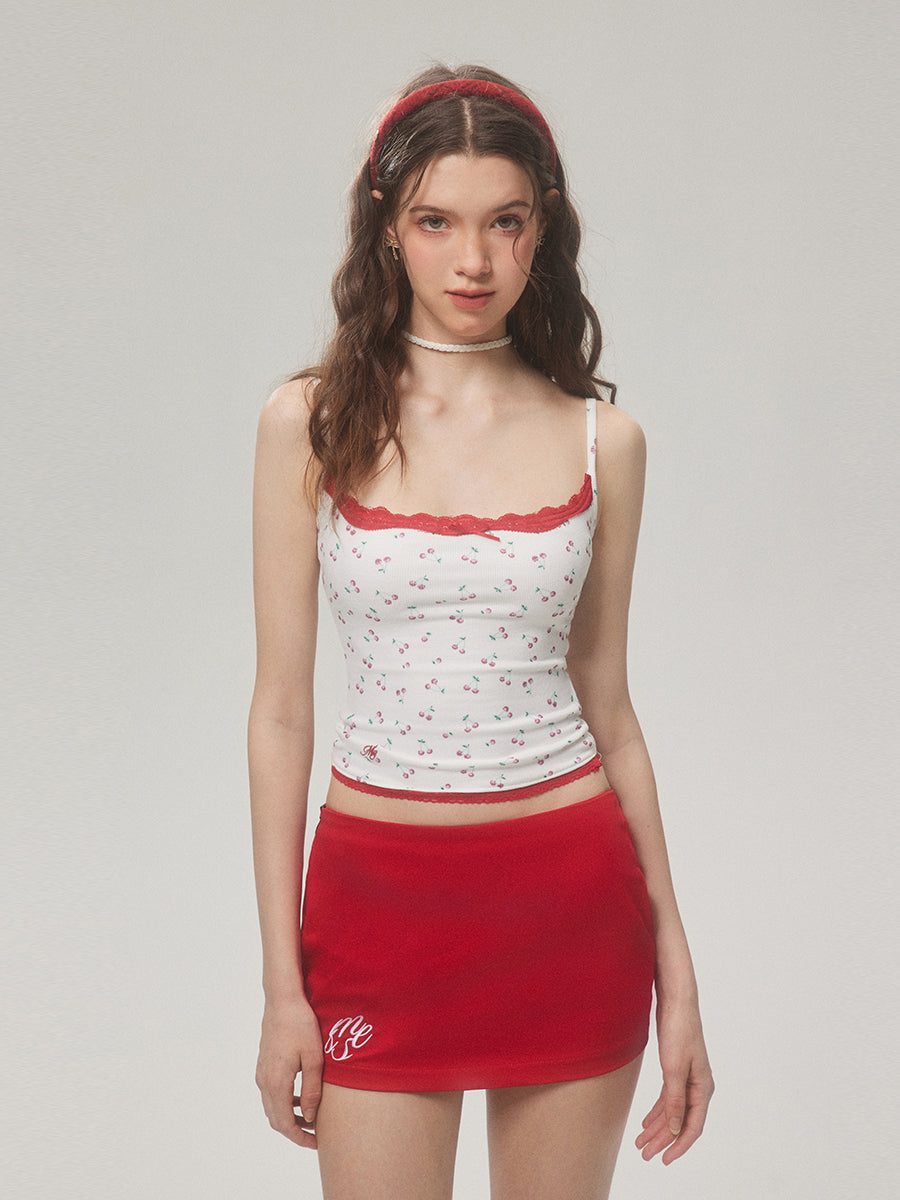 Polka Dot Cherry Lace Camisole Can Be Inner Wear Outer Wear Vest Top