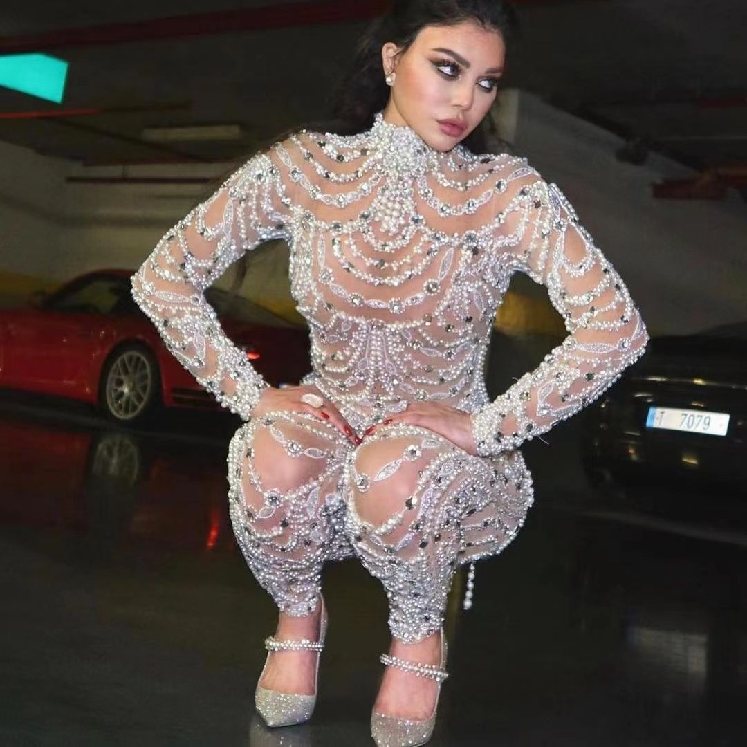 Slimming See-through Sequined Sexy Siamese Trousers