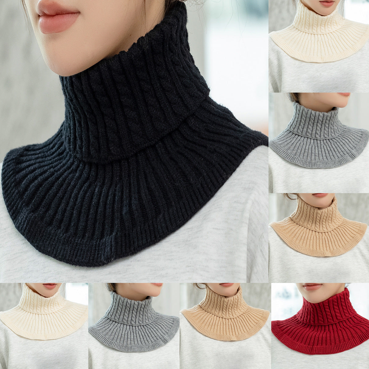 Polyester Geometric Solid-color Neck Scarf