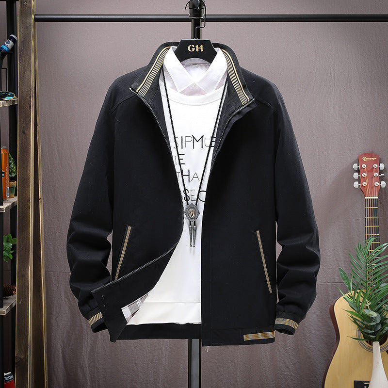 Men's Cotton Spring And Autumn Casual Stand Collar Jacket