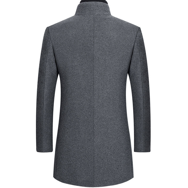 Wool men's windbreaker medium length wool coat
