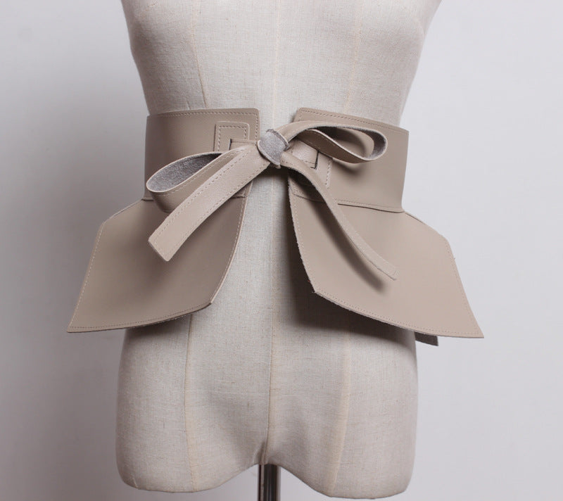 Leather pants tie bow belt
