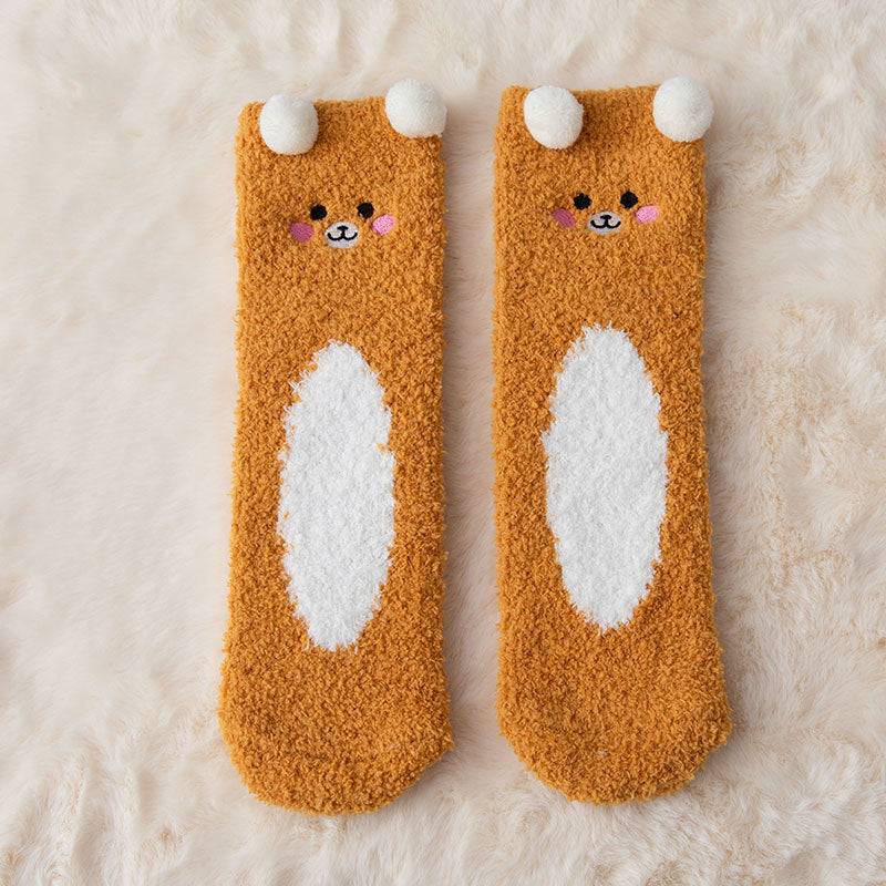 Coral Fleece Warm Socks Women's Cartoon Thickening