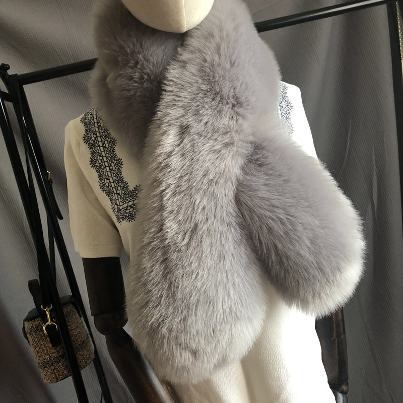 Warm And Thick Imitating Fox Fur Straw And Fur Scarf