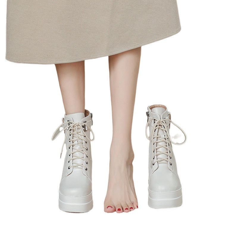 Fashion Short Boots Waterproof Platform Thick Heel High Heels